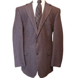 Stafford Sports Coat Blue-Gray Houndstooth 44L